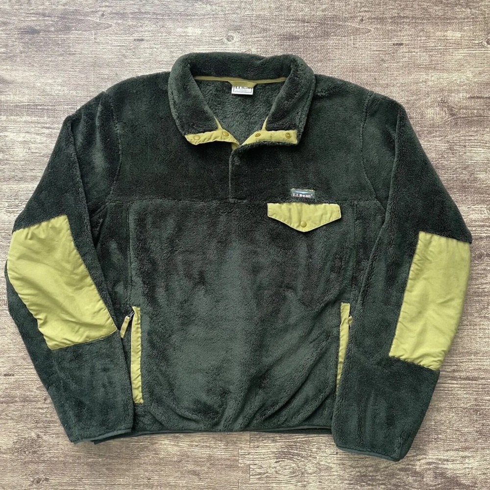 L.L. Bean Snap Fleece Sherpa Pullover 3 Button Quarter “Zip”
